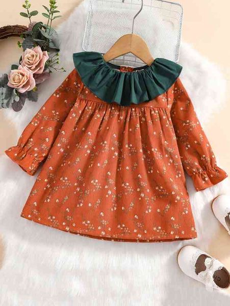 baby floral print contrast statement collar flounce sleeve corduroy dress she, Red;yellow
baby floral print contrast statement collar flounce sleeve corduroy dress she, Red;yellow