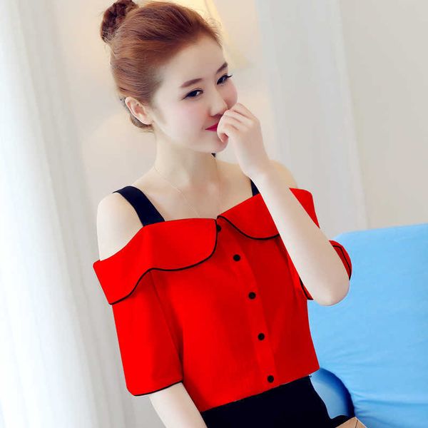 women spring summer style chiffon blouses shirts lady casual short sleeve slash neck solid loose women's df3487 210609, White
women spring summer style chiffon blouses shirts lady casual short sleeve slash neck solid loose women's df3487 210609, White