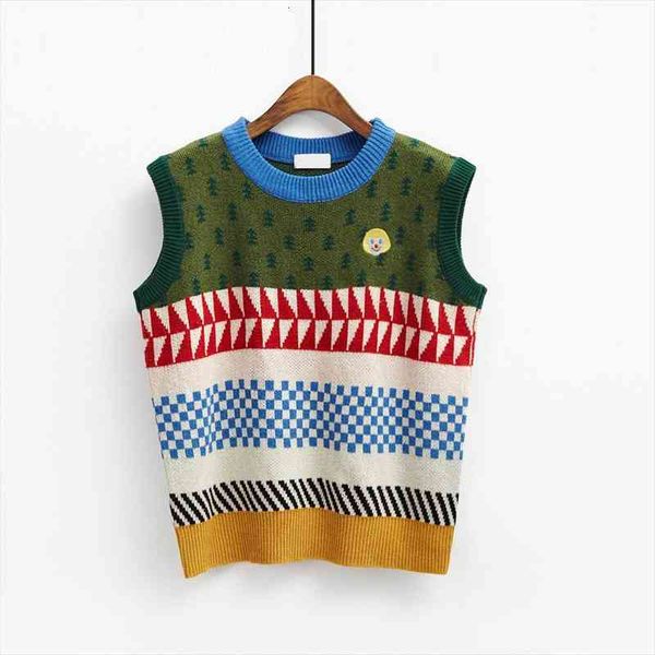 korean institute wind retro color patchwork printed cute sweater vest womens casual round neck loose knit pullovers jumpers, White;black
korean institute wind retro color patchwork printed cute sweater vest womens casual round neck loose knit pullovers jumpers, White;black