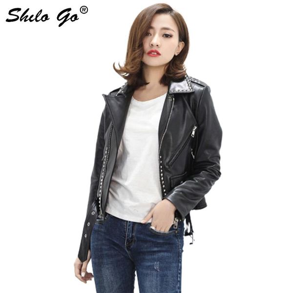women's jackets shilo go leather jacket womens spring fashion sheepskin genuine coat lapel collar metal rivet zipper belt locomotive, Black;brown
women's jackets shilo go leather jacket womens spring fashion sheepskin genuine coat lapel collar metal rivet zipper belt locomotive, Black;brown