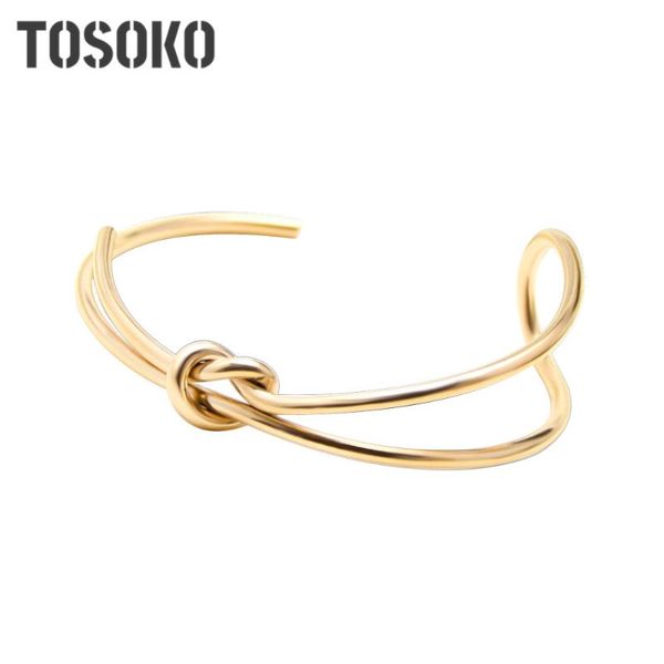 link, chain tosoko stainless steel jewelry line double twisted wire knot open bracelet women's fashion, Black
link, chain tosoko stainless steel jewelry line double twisted wire knot open bracelet women's fashion, Black