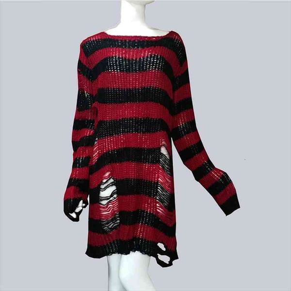 plus size long sweater gothic hollow out hole broken jumper loose thin sweater dress women man striped knitwear, White;black
plus size long sweater gothic hollow out hole broken jumper loose thin sweater dress women man striped knitwear, White;black