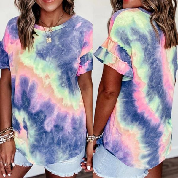 women's t-shirt tie-dyed short sleeve women fashion o-neck loose gradient multicolor rainbow printing clothes camiseta mujer, White
women's t-shirt tie-dyed short sleeve women fashion o-neck loose gradient multicolor rainbow printing clothes camiseta mujer, White
