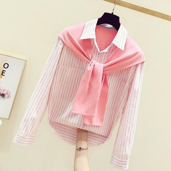 women's blouses & shirts faux two piece for women 2021 autumn patchwork turn down collar long sleeve striped pink casual loose, White
women's blouses & shirts faux two piece for women 2021 autumn patchwork turn down collar long sleeve striped pink casual loose, White