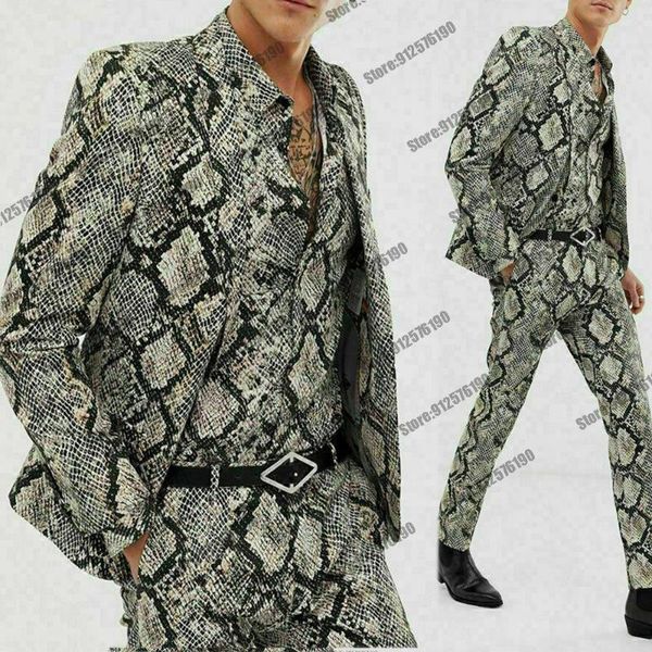 men's suits & blazers printed snake men smart casual wedding tuxedos slim fit single breasted jacket with pants grooms wear daily blaze, White;black
men's suits & blazers printed snake men smart casual wedding tuxedos slim fit single breasted jacket with pants grooms wear daily blaze, White;black