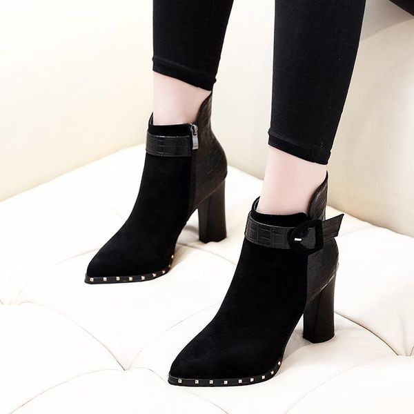 boots women fashion 9cm thick high heels zip rivet black autumn ankle for ladies shoes drop g0106
boots women fashion 9cm thick high heels zip rivet black autumn ankle for ladies shoes drop g0106
