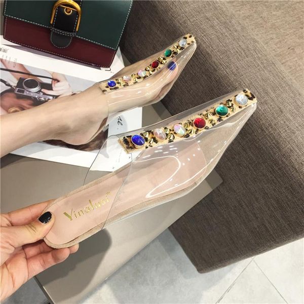 women slippers pvc transparent sandals slides rhinestone design clear low heels slip on fashion mules shoes woman, Black
women slippers pvc transparent sandals slides rhinestone design clear low heels slip on fashion mules shoes woman, Black