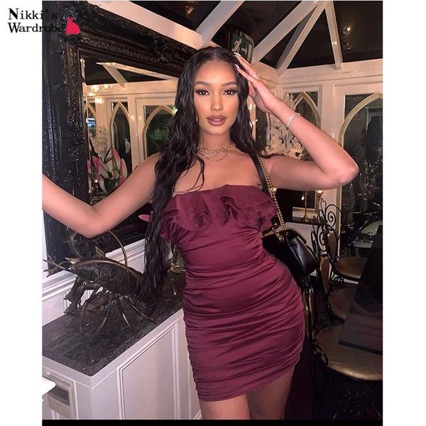 women ruffles off shoulder backless satin mini dress party night clubwear vestidos female summer vintage casual dresses, Black;gray
women ruffles off shoulder backless satin mini dress party night clubwear vestidos female summer vintage casual dresses, Black;gray