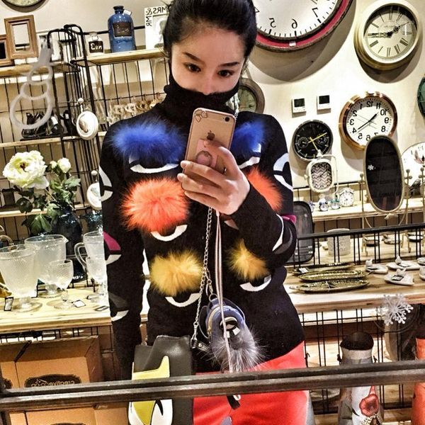 runway stryle winter spring women turtleneck sweaters fashion pullovers colorful eyes fur casual tricotado ns39 women's, White;black
runway stryle winter spring women turtleneck sweaters fashion pullovers colorful eyes fur casual tricotado ns39 women's, White;black