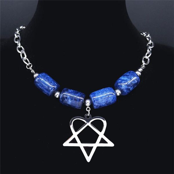 heart satan inverted pentagram blue natural stone stainless steel chain necklace women silver color jewelry nxs04 pendant necklaces
heart satan inverted pentagram blue natural stone stainless steel chain necklace women silver color jewelry nxs04 pendant necklaces