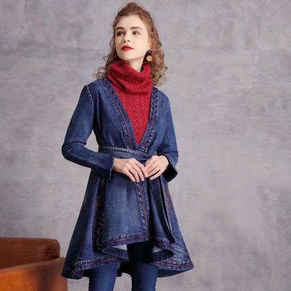 johnature women embroidery floral trench vintage denim cotton bandage coats autumn blue v-neck irregular female trench 210521, Tan;black
johnature women embroidery floral trench vintage denim cotton bandage coats autumn blue v-neck irregular female trench 210521, Tan;black