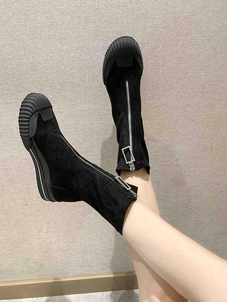 boots 2021 autumn fashion front zipper stretch cloth short tube martin women's wild simple flat thin boots, Black
boots 2021 autumn fashion front zipper stretch cloth short tube martin women's wild simple flat thin boots, Black