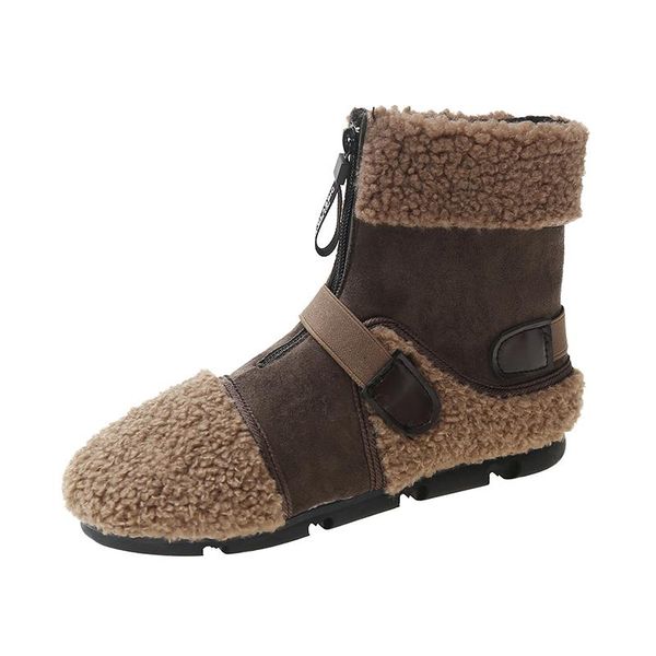 boots women's winter ankle flat snow warm shoes round toe zipper front high-plus furr women, Black
boots women's winter ankle flat snow warm shoes round toe zipper front high-plus furr women, Black