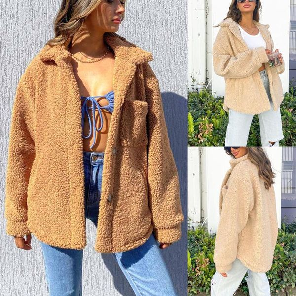 women's jackets autumn winter women long sleeve fluffy plush coat ladies casual solid color lapel cardigan single-breasted loose outerw, Black;brown
women's jackets autumn winter women long sleeve fluffy plush coat ladies casual solid color lapel cardigan single-breasted loose outerw, Black;brown