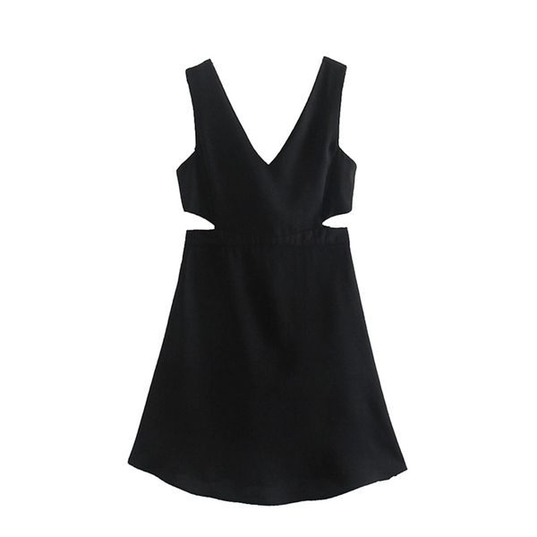 women black dress v-neck sleeveless a-line mini fashion styled summer party holidays female 210524, Black;gray
women black dress v-neck sleeveless a-line mini fashion styled summer party holidays female 210524, Black;gray