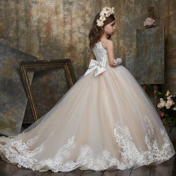 girl's dresses flower girl floor length belt for wedding pageant first communion, Red;yellow