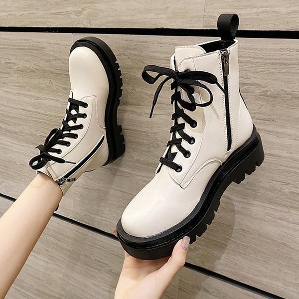 boots autumn winter ankle women platform lace up black white leather rubber woman shoes comfortable women's
boots autumn winter ankle women platform lace up black white leather rubber woman shoes comfortable women's