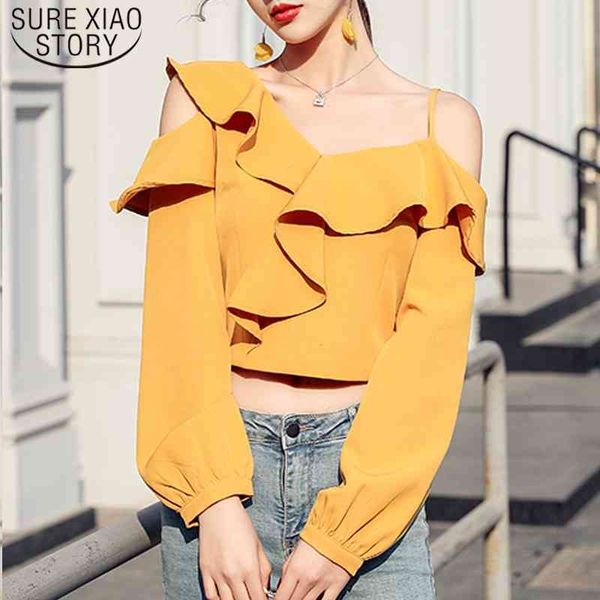 korean fashion clothing casual chiffon ruffle long sleeve off shoulder street wear irregular blouse 8200 50 210528, White
korean fashion clothing casual chiffon ruffle long sleeve off shoulder street wear irregular blouse 8200 50 210528, White