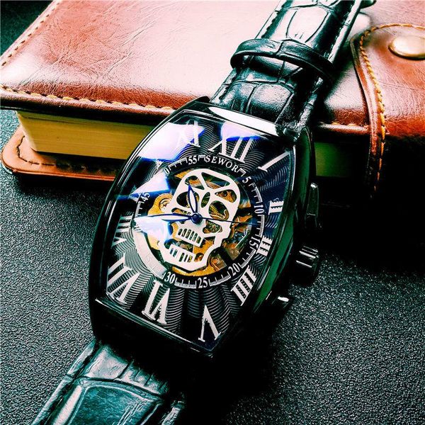 wristwatches skull luminous waterproof double-sided hollowed out automatic mechanical men's wine barrel fitness electronic watch women, Slivery;brown
wristwatches skull luminous waterproof double-sided hollowed out automatic mechanical men's wine barrel fitness electronic watch women, Slivery;brown