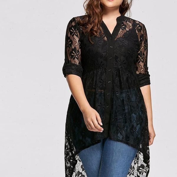 women womens shirt plus size blouse peplum long sleeve high low lace floral shirts tunic large v neck button, White
women womens shirt plus size blouse peplum long sleeve high low lace floral shirts tunic large v neck button, White