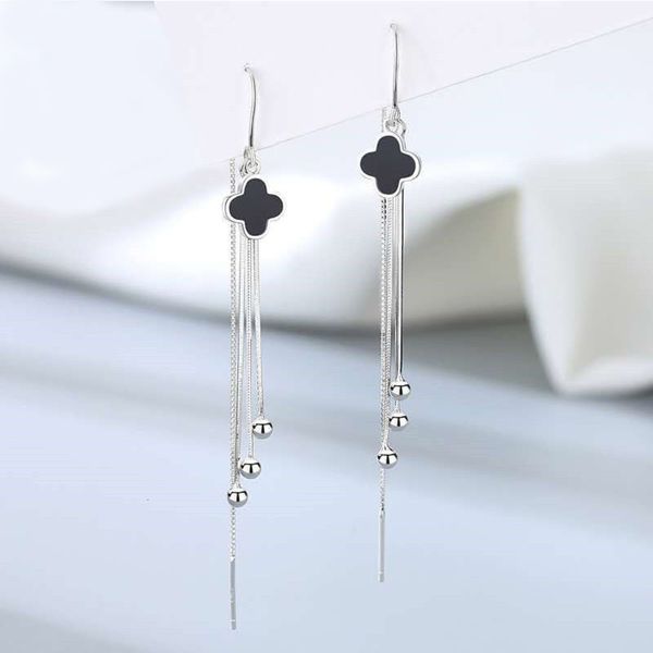 s925 pure silver ear line women's 2020 new fashion temperament advanced sense long super fairy tassel ear chain show thin face earrings, Black
s925 pure silver ear line women's 2020 new fashion temperament advanced sense long super fairy tassel ear chain show thin face earrings, Black