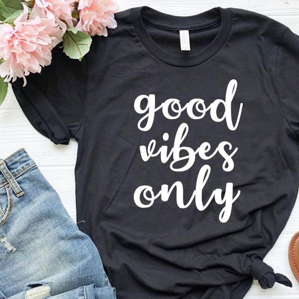 good vibes womens t shirt only women tshirt cotton casual funny lady girl tee 5 colors drop ship s, White
good vibes womens t shirt only women tshirt cotton casual funny lady girl tee 5 colors drop ship s, White
