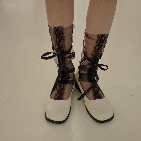 spring and summer xianqi mh korean girls lace bandag pile women' stockings, Red;black 
spring and summer xianqi mh korean girls lace bandag pile women' stockings, Red;black