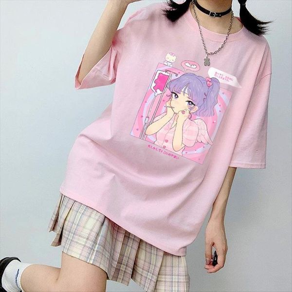 japanese cartoon sweet cute girl womens casual pink chic loose anime electric shock girls y2k vintage summer t, White
japanese cartoon sweet cute girl womens casual pink chic loose anime electric shock girls y2k vintage summer t, White