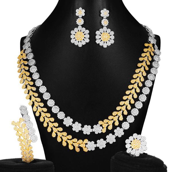 earrings & necklace godki 4pcs big fashion luxury 2 layers flower naija jewelry set for women wedding african cubic zircon cz dubai bridal, Silver
earrings & necklace godki 4pcs big fashion luxury 2 layers flower naija jewelry set for women wedding african cubic zircon cz dubai bridal, Silver