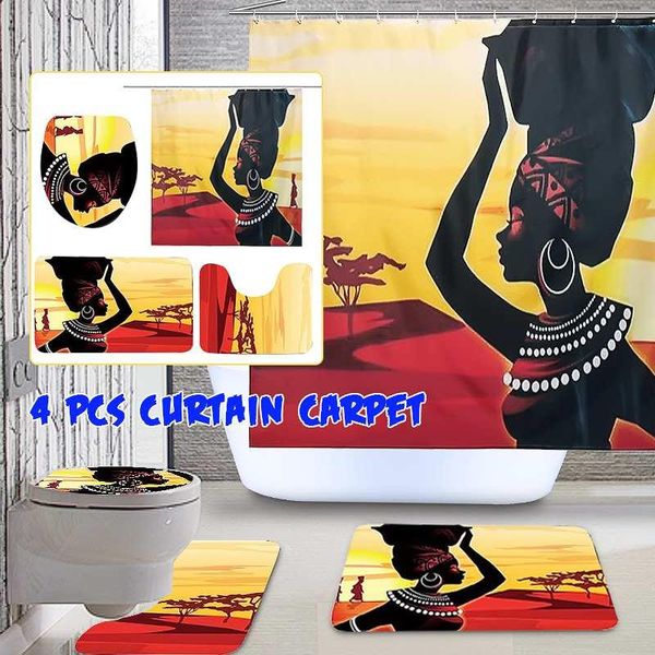 4pcs bathroom suit african girl waterproof toilet cover rug mat set flannel shower curtain curtains
4pcs bathroom suit african girl waterproof toilet cover rug mat set flannel shower curtain curtains