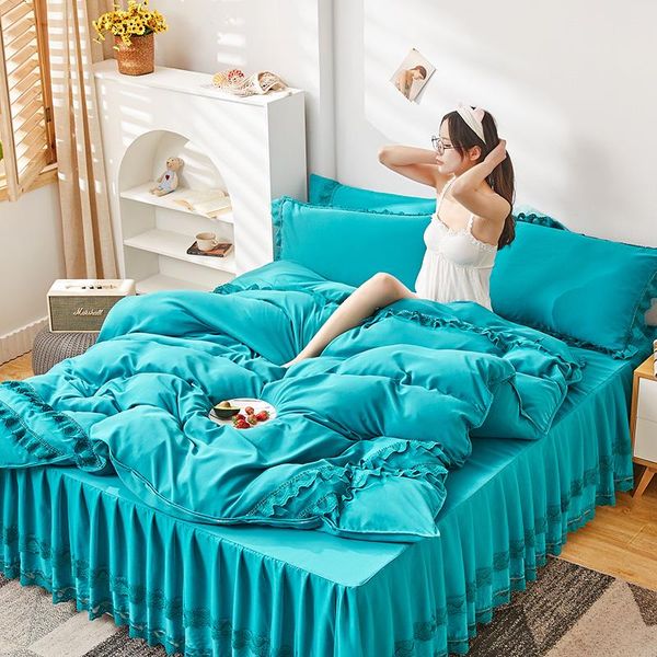 bedding sets 2021 korean set lace decor duvet cover+bed skirt+pillowcase blue pink golden solid girl gift bedclothes home textile
bedding sets 2021 korean set lace decor duvet cover+bed skirt+pillowcase blue pink golden solid girl gift bedclothes home textile