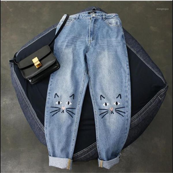 women's jeans womens fashion pencil pants korean school style embroidery pattern student girls full pant woman cute trousers, Blue
women's jeans womens fashion pencil pants korean school style embroidery pattern student girls full pant woman cute trousers, Blue