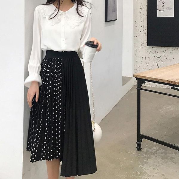 skirts women long korean pleated female fashion plus-size elascity high-waist vintage wave point splicing chiffon big skirt, Black
skirts women long korean pleated female fashion plus-size elascity high-waist vintage wave point splicing chiffon big skirt, Black