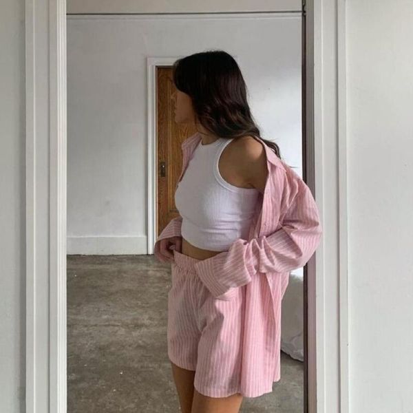 women's jackets ladies casual suit shorts color two piece striped shirt long-sleeved two-piece high-waist i4m6, Black;brown
women's jackets ladies casual suit shorts color two piece striped shirt long-sleeved two-piece high-waist i4m6, Black;brown