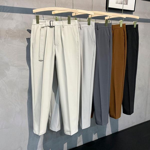 men's pants brand men clothing suit fashion small feet slim hong kong style personalized belt casual simple office male trousers, Black
men's pants brand men clothing suit fashion small feet slim hong kong style personalized belt casual simple office male trousers, Black