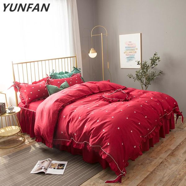 bedding sets pure cotton red duvet cover luxury bed linen princess skirt twin full king wedding bedclothes
bedding sets pure cotton red duvet cover luxury bed linen princess skirt twin full king wedding bedclothes