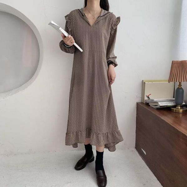 casual dresses dress autumn 2021 japanese style korean fashion lattice loose temperament simplicity v-neck long sleeve women, Black;gray
casual dresses dress autumn 2021 japanese style korean fashion lattice loose temperament simplicity v-neck long sleeve women, Black;gray