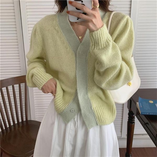 women's knits & tees patchwork gentle v-neck knitted cardigans sweaters lady office wear sweet loose casual chic autumn full sleeve coa, White
women's knits & tees patchwork gentle v-neck knitted cardigans sweaters lady office wear sweet loose casual chic autumn full sleeve coa, White