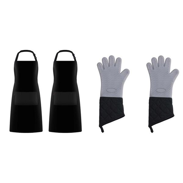 aprons 2-pack black adjustable bib apron 2 pockets & 2x lengthen silicone baking gloves anti-scalding oven mitts cotton lining
aprons 2-pack black adjustable bib apron 2 pockets & 2x lengthen silicone baking gloves anti-scalding oven mitts cotton lining