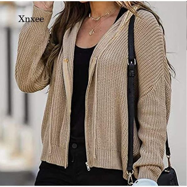 women's knits & tees autumn casual knitted hooded cardigan fashion solid color long-sleeved zipper sweater drawstring loose, White
women's knits & tees autumn casual knitted hooded cardigan fashion solid color long-sleeved zipper sweater drawstring loose, White
