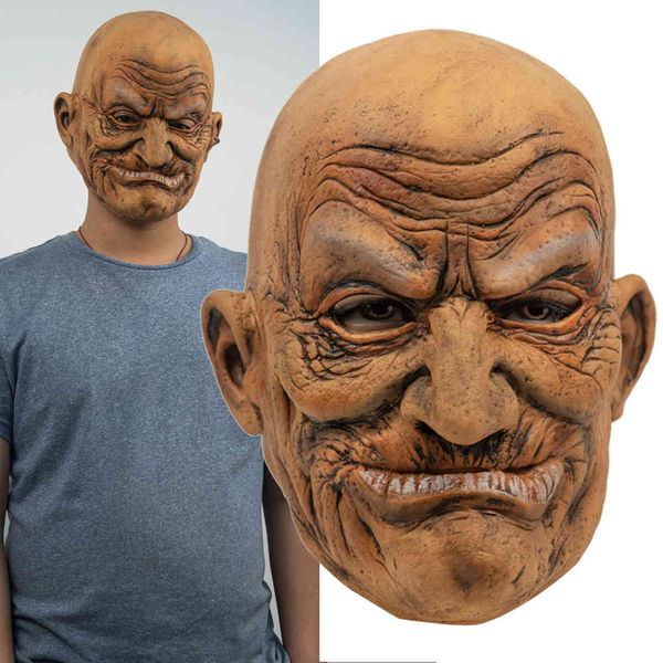 old man's face set halloween party latex imitation human bald mask