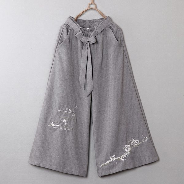 online chinese store 2021 chinese trousers female cotton linen elastic waist black embroidery vintage wide leg pants 12394, Red
online chinese store 2021 chinese trousers female cotton linen elastic waist black embroidery vintage wide leg pants 12394, Red