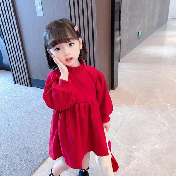 girl's dresses 01j4930, Red;yellow