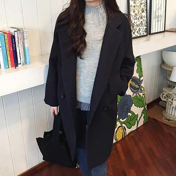 women's wool & blends winter women fashion double breasted loose coat casual elegant solid thick femme cashmere ove pt9d, Black
women's wool & blends winter women fashion double breasted loose coat casual elegant solid thick femme cashmere ove pt9d, Black