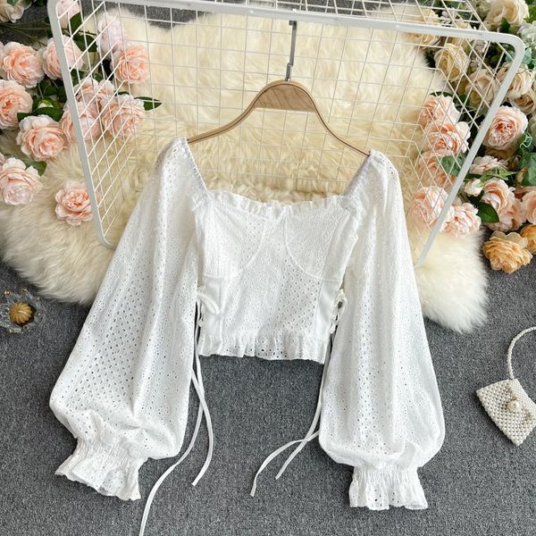 women's blouses & shirts 2021 spring temperament blouse square collar puff sleeve waist was thin blusa lace shirt c795, White
women's blouses & shirts 2021 spring temperament blouse square collar puff sleeve waist was thin blusa lace shirt c795, White