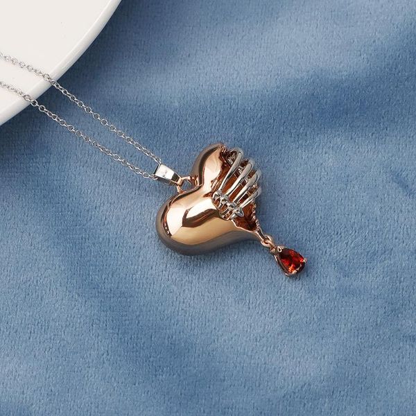 pendant necklaces gothic design scary heart skeleton with red crystal copper for women/men rose gold party jewelry, Silver
pendant necklaces gothic design scary heart skeleton with red crystal copper for women/men rose gold party jewelry, Silver