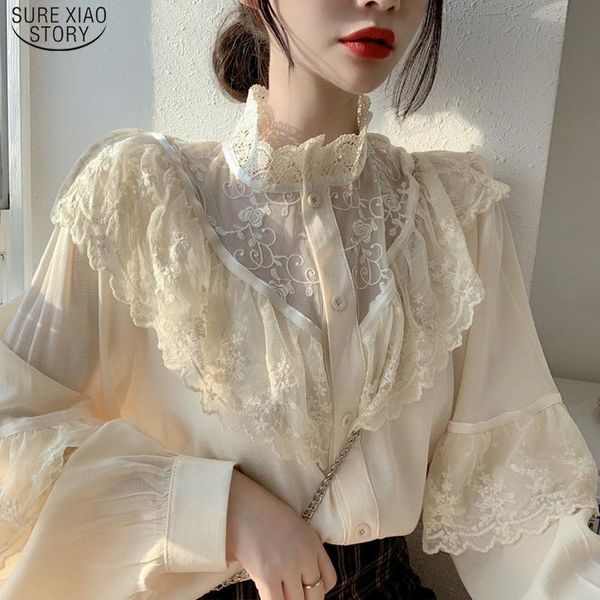 women's blouses & shirts korean sweet loose lace up ruffled women vintage floral stand collar ladies chemise femme 11335, White
women's blouses & shirts korean sweet loose lace up ruffled women vintage floral stand collar ladies chemise femme 11335, White