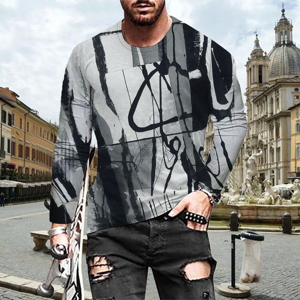 men's t-shirts casual fashion european and american autumn winter geometric gradient printing color matching long-sleeved t-shirt top, White;black
men's t-shirts casual fashion european and american autumn winter geometric gradient printing color matching long-sleeved t-shirt top, White;black