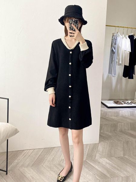casual dresses autumn of 2021 the aristocratic wind pearl collar show thin black long sleeve knit dress female retro, Black;gray
casual dresses autumn of 2021 the aristocratic wind pearl collar show thin black long sleeve knit dress female retro, Black;gray