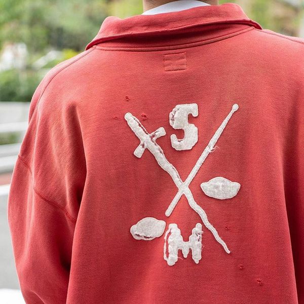 fashiondemon saint michael letter embroidered ragged hand drawn casual loose couple lapel half zipper sweater, Black;brown
fashiondemon saint michael letter embroidered ragged hand drawn casual loose couple lapel half zipper sweater, Black;brown
